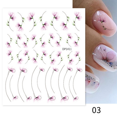 Harunouta Marble Blooming 3D Foil Αυτοκόλλητα νυχιών Χρυσό Bronzing Leaf Flower For Nail Art Design Ανοιξιάτικες χαλκομανίες Διακόσμηση μανικιούρ