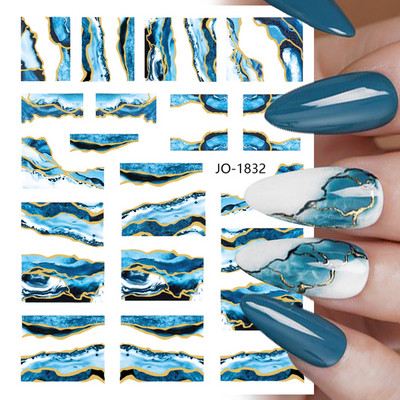 Harunouta Marble Blooming 3D Foil Αυτοκόλλητα νυχιών Χρυσό Bronzing Leaf Flower For Nail Art Design Ανοιξιάτικες χαλκομανίες Διακόσμηση μανικιούρ