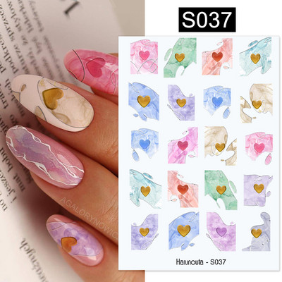 Harunouta Marble Blooming 3D Foil Αυτοκόλλητα νυχιών Χρυσό Bronzing Leaf Flower For Nail Art Design Ανοιξιάτικες χαλκομανίες Διακόσμηση μανικιούρ