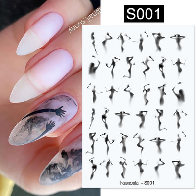 Harunouta Marble Blooming 3D Foil Αυτοκόλλητα νυχιών Χρυσό Bronzing Leaf Flower For Nail Art Design Ανοιξιάτικες χαλκομανίες Διακόσμηση μανικιούρ