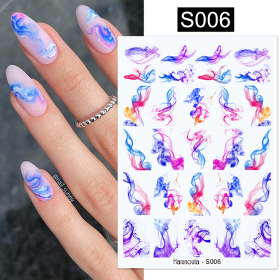 Harunouta Marble Blooming 3D Foil Αυτοκόλλητα νυχιών Χρυσό Bronzing Leaf Flower For Nail Art Design Ανοιξιάτικες χαλκομανίες Διακόσμηση μανικιούρ