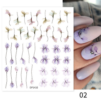 Harunouta Marble Blooming 3D Foil Αυτοκόλλητα νυχιών Χρυσό Bronzing Leaf Flower For Nail Art Design Ανοιξιάτικες χαλκομανίες Διακόσμηση μανικιούρ