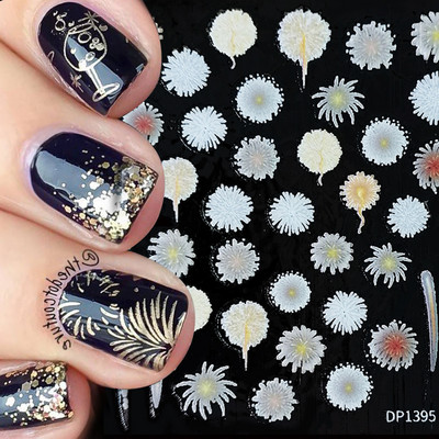 Harunouta Marble Blooming 3D Foil Αυτοκόλλητα νυχιών Χρυσό Bronzing Leaf Flower For Nail Art Design Ανοιξιάτικες χαλκομανίες Διακόσμηση μανικιούρ