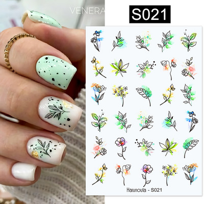 Harunouta Marble Blooming 3D Foil Αυτοκόλλητα νυχιών Χρυσό Bronzing Leaf Flower For Nail Art Design Ανοιξιάτικες χαλκομανίες Διακόσμηση μανικιούρ
