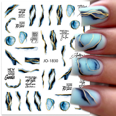 Harunouta Marble Blooming 3D Foil Αυτοκόλλητα νυχιών Χρυσό Bronzing Leaf Flower For Nail Art Design Ανοιξιάτικες χαλκομανίες Διακόσμηση μανικιούρ