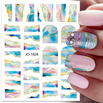 Harunouta Marble Blooming 3D Foil Αυτοκόλλητα νυχιών Χρυσό Bronzing Leaf Flower For Nail Art Design Ανοιξιάτικες χαλκομανίες Διακόσμηση μανικιούρ