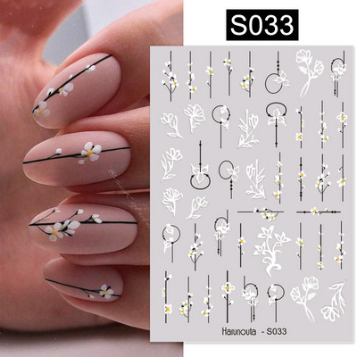 Harunouta Marble Blooming 3D Foil Αυτοκόλλητα νυχιών Χρυσό Bronzing Leaf Flower For Nail Art Design Ανοιξιάτικες χαλκομανίες Διακόσμηση μανικιούρ