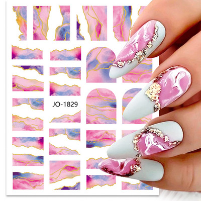 Harunouta Marble Blooming 3D Foil Αυτοκόλλητα νυχιών Χρυσό Bronzing Leaf Flower For Nail Art Design Ανοιξιάτικες χαλκομανίες Διακόσμηση μανικιούρ