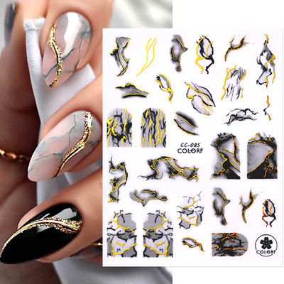 Harunouta Marble Blooming 3D Foil Αυτοκόλλητα νυχιών Χρυσό Bronzing Leaf Flower For Nail Art Design Ανοιξιάτικες χαλκομανίες Διακόσμηση μανικιούρ