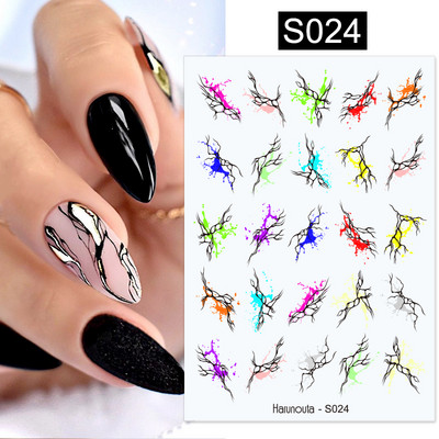Harunouta Marble Blooming 3D Foil Αυτοκόλλητα νυχιών Χρυσό Bronzing Leaf Flower For Nail Art Design Ανοιξιάτικες χαλκομανίες Διακόσμηση μανικιούρ
