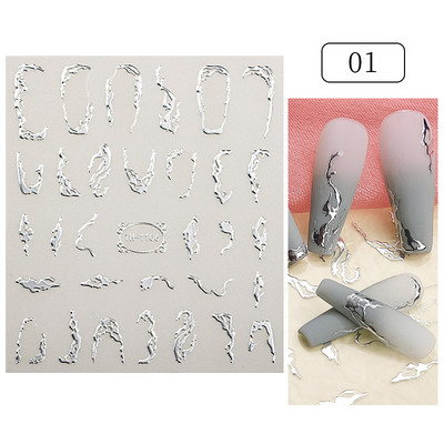 Harunouta Marble Blooming 3D Foil Αυτοκόλλητα νυχιών Χρυσό Bronzing Leaf Flower For Nail Art Design Ανοιξιάτικες χαλκομανίες Διακόσμηση μανικιούρ