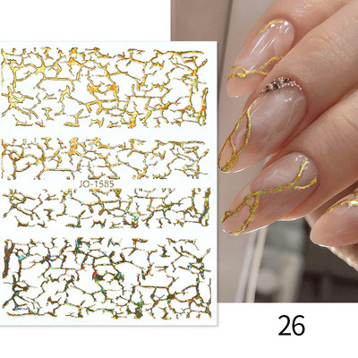Harunouta Marble Blooming 3D Foil Αυτοκόλλητα νυχιών Χρυσό Bronzing Leaf Flower For Nail Art Design Ανοιξιάτικες χαλκομανίες Διακόσμηση μανικιούρ