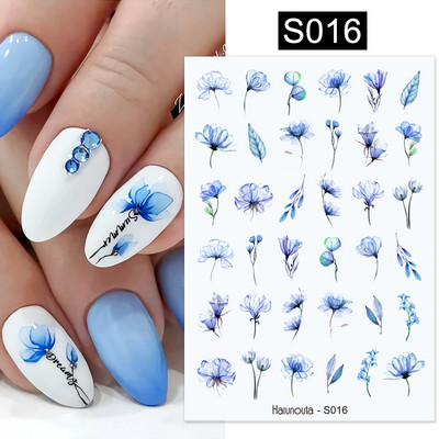 Harunouta Marble Blooming 3D Foil Αυτοκόλλητα νυχιών Χρυσό Bronzing Leaf Flower For Nail Art Design Ανοιξιάτικες χαλκομανίες Διακόσμηση μανικιούρ