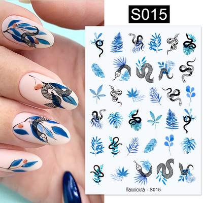 Harunouta Marble Blooming 3D Foil Αυτοκόλλητα νυχιών Χρυσό Bronzing Leaf Flower For Nail Art Design Ανοιξιάτικες χαλκομανίες Διακόσμηση μανικιούρ