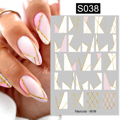 Harunouta Marble Blooming 3D Foil Αυτοκόλλητα νυχιών Χρυσό Bronzing Leaf Flower For Nail Art Design Ανοιξιάτικες χαλκομανίες Διακόσμηση μανικιούρ