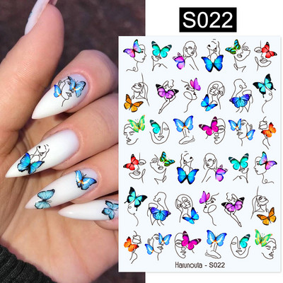 Harunouta Marble Blooming 3D Foil Αυτοκόλλητα νυχιών Χρυσό Bronzing Leaf Flower For Nail Art Design Ανοιξιάτικες χαλκομανίες Διακόσμηση μανικιούρ