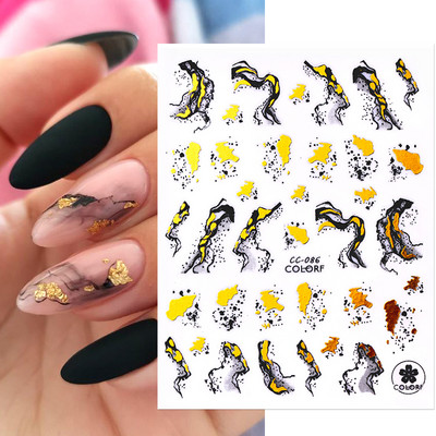 Harunouta Marble Blooming 3D Foil Αυτοκόλλητα νυχιών Χρυσό Bronzing Leaf Flower For Nail Art Design Ανοιξιάτικες χαλκομανίες Διακόσμηση μανικιούρ