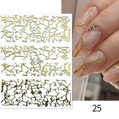 Harunouta Marble Blooming 3D Foil Αυτοκόλλητα νυχιών Χρυσό Bronzing Leaf Flower For Nail Art Design Ανοιξιάτικες χαλκομανίες Διακόσμηση μανικιούρ