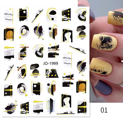 Harunouta Marble Blooming 3D Foil Αυτοκόλλητα νυχιών Χρυσό Bronzing Leaf Flower For Nail Art Design Ανοιξιάτικες χαλκομανίες Διακόσμηση μανικιούρ