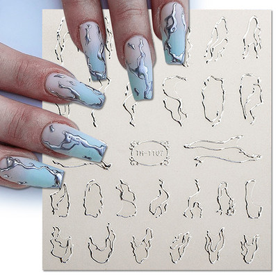 Harunouta Marble Blooming 3D Foil Αυτοκόλλητα νυχιών Χρυσό Bronzing Leaf Flower For Nail Art Design Ανοιξιάτικες χαλκομανίες Διακόσμηση μανικιούρ