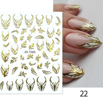 Harunouta Marble Blooming 3D Foil Αυτοκόλλητα νυχιών Χρυσό Bronzing Leaf Flower For Nail Art Design Ανοιξιάτικες χαλκομανίες Διακόσμηση μανικιούρ