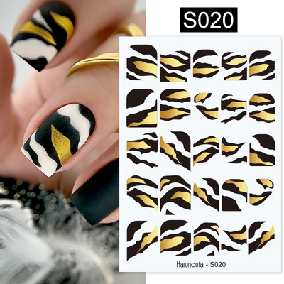 Harunouta Marble Blooming 3D Foil Αυτοκόλλητα νυχιών Χρυσό Bronzing Leaf Flower For Nail Art Design Ανοιξιάτικες χαλκομανίες Διακόσμηση μανικιούρ