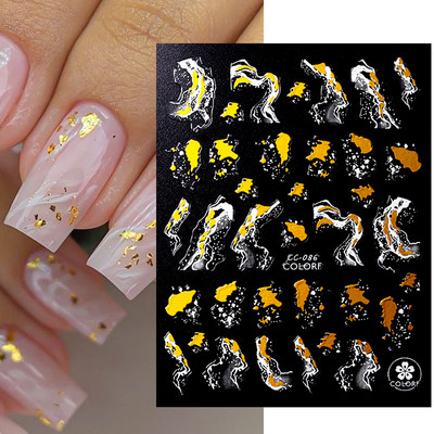 Harunouta Marble Blooming 3D Foil Αυτοκόλλητα νυχιών Χρυσό Bronzing Leaf Flower For Nail Art Design Ανοιξιάτικες χαλκομανίες Διακόσμηση μανικιούρ