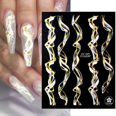 Harunouta Marble Blooming 3D Foil Αυτοκόλλητα νυχιών Χρυσό Bronzing Leaf Flower For Nail Art Design Ανοιξιάτικες χαλκομανίες Διακόσμηση μανικιούρ