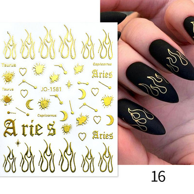 Harunouta Marble Blooming 3D Foil Αυτοκόλλητα νυχιών Χρυσό Bronzing Leaf Flower For Nail Art Design Ανοιξιάτικες χαλκομανίες Διακόσμηση μανικιούρ