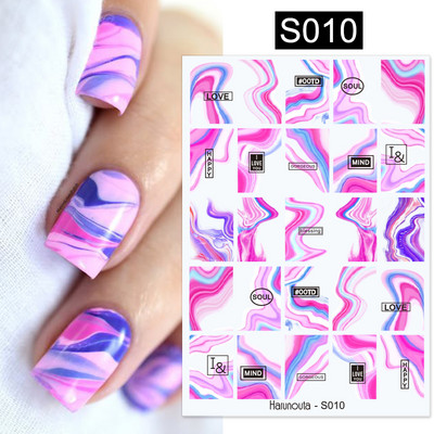 Harunouta Marble Blooming 3D Foil Αυτοκόλλητα νυχιών Χρυσό Bronzing Leaf Flower For Nail Art Design Ανοιξιάτικες χαλκομανίες Διακόσμηση μανικιούρ