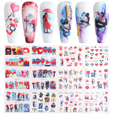 12 komada slatkih božićnih naljepnica za nokte Crtani životinjski dizajn Pingvin Ptica Mačka Pas Klizači za nokte Vodene naljepnice Dekoracija LABN1945-1956