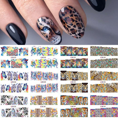 12 komada slatkih božićnih naljepnica za nokte Crtani životinjski dizajn Pingvin Ptica Mačka Pas Klizači za nokte Vodene naljepnice Dekoracija LABN1945-1956