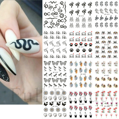 12 komada slatkih božićnih naljepnica za nokte Crtani životinjski dizajn Pingvin Ptica Mačka Pas Klizači za nokte Vodene naljepnice Dekoracija LABN1945-1956