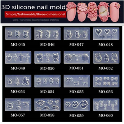 Jauns MO51-100 sērijas manikīrs Silikona pelējuma pilienu līme DIY Mold Love Flower Cross nagu dizains