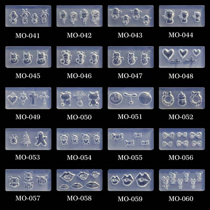 Νέα Σειρά MO51-100 Μανικιούρ Καλούπι σιλικόνης σταγόνα Κόλλα DIY Mold Love Flower Cross Nail Design