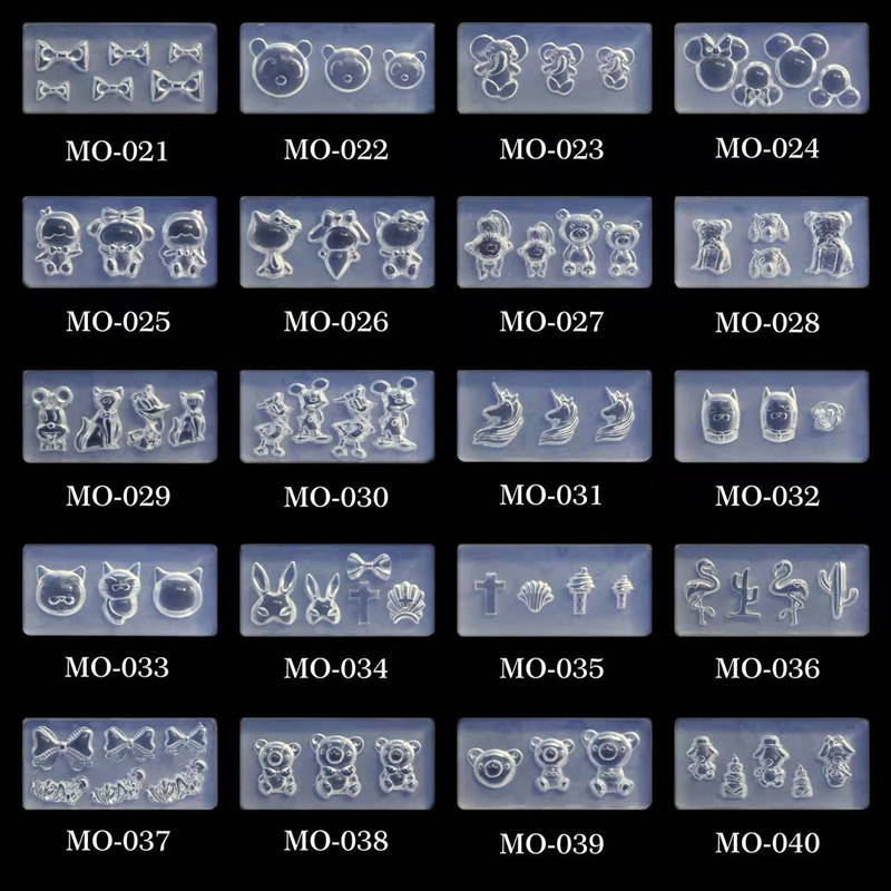 Νέα Σειρά MO51-100 Μανικιούρ Καλούπι σιλικόνης σταγόνα Κόλλα DIY Mold Love Flower Cross Nail Design