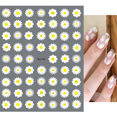 Nail Art Matricák Nyári Százszorszép Gyümölcsök Fehér Virágok Szirmok Virágok Hátraragasztó Körömmatricák Dekoráció Köröm Tippek Szépség