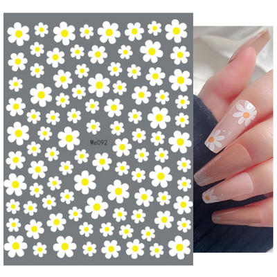 Nail Art Matricák Nyári Százszorszép Gyümölcsök Fehér Virágok Szirmok Virágok Hátraragasztó Körömmatricák Dekoráció Köröm Tippek Szépség