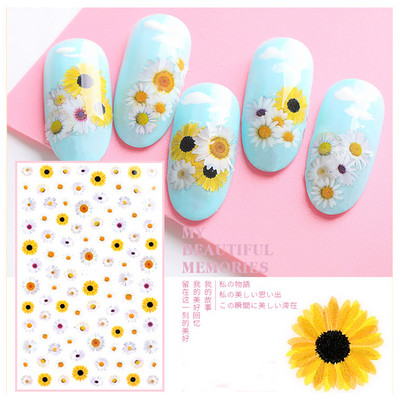 Nail Art Matricák Nyári Százszorszép Gyümölcsök Fehér Virágok Szirmok Virágok Hátraragasztó Körömmatricák Dekoráció Köröm Tippek Szépség
