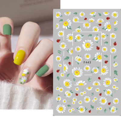 Nail Art Matricák Nyári Százszorszép Gyümölcsök Fehér Virágok Szirmok Virágok Hátraragasztó Körömmatricák Dekoráció Köröm Tippek Szépség