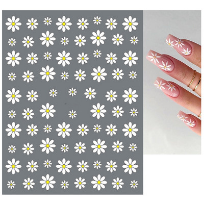 Nail Art Matricák Nyári Százszorszép Gyümölcsök Fehér Virágok Szirmok Virágok Hátraragasztó Körömmatricák Dekoráció Köröm Tippek Szépség