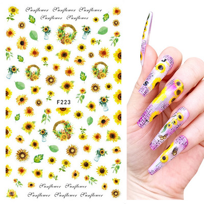 Nail Art Matricák Nyári Százszorszép Gyümölcsök Fehér Virágok Szirmok Virágok Hátraragasztó Körömmatricák Dekoráció Köröm Tippek Szépség