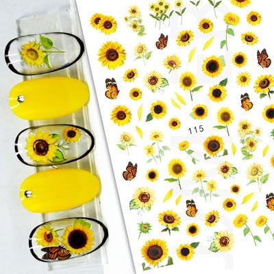 Nail Art Matricák Nyári Százszorszép Gyümölcsök Fehér Virágok Szirmok Virágok Hátraragasztó Körömmatricák Dekoráció Köröm Tippek Szépség