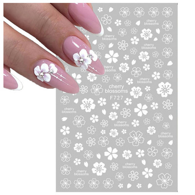 Nail Art Matricák Nyári Százszorszép Gyümölcsök Fehér Virágok Szirmok Virágok Hátraragasztó Körömmatricák Dekoráció Köröm Tippek Szépség