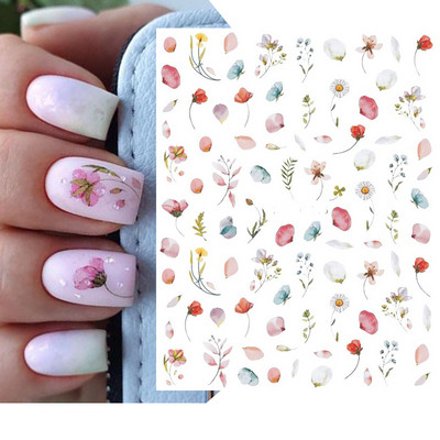 Nail Art Matricák Nyári Százszorszép Gyümölcsök Fehér Virágok Szirmok Virágok Hátraragasztó Körömmatricák Dekoráció Köröm Tippek Szépség