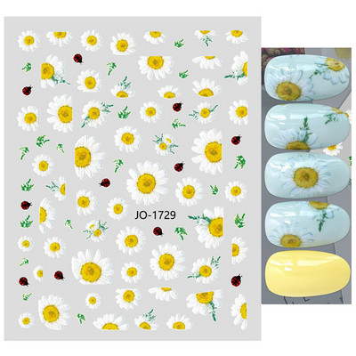 Nail Art Matricák Nyári Százszorszép Gyümölcsök Fehér Virágok Szirmok Virágok Hátraragasztó Körömmatricák Dekoráció Köröm Tippek Szépség