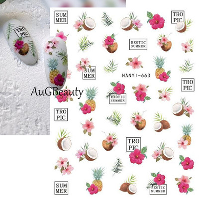 Nail Art Matricák Nyári Százszorszép Gyümölcsök Fehér Virágok Szirmok Virágok Hátraragasztó Körömmatricák Dekoráció Köröm Tippek Szépség