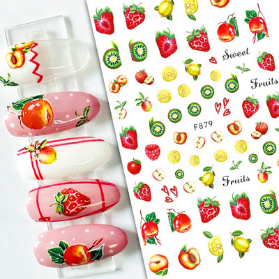 Nail Art Matricák Nyári Százszorszép Gyümölcsök Fehér Virágok Szirmok Virágok Hátraragasztó Körömmatricák Dekoráció Köröm Tippek Szépség