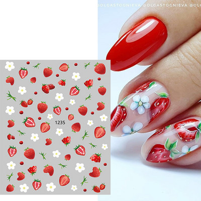 Nail Art Matricák Nyári Százszorszép Gyümölcsök Fehér Virágok Szirmok Virágok Hátraragasztó Körömmatricák Dekoráció Köröm Tippek Szépség