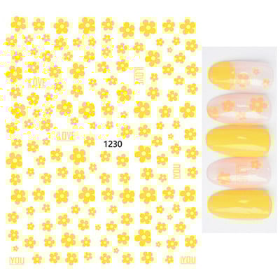 Nail Art Matricák Nyári Százszorszép Gyümölcsök Fehér Virágok Szirmok Virágok Hátraragasztó Körömmatricák Dekoráció Köröm Tippek Szépség
